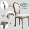 Set of 2 Vintage Upholstered Armless Curved Back Dining Chairs Creamy White