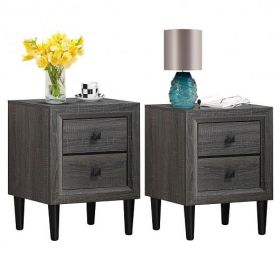 2PCS Nightstand W/2 Drawer Multipurpose