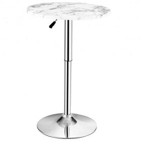 360?Â° Swivel Cocktail Pub Table with Sliver Leg and Base-White