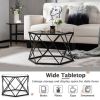 Modern Accent Geometric Glass Coffee Table-Black