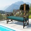 Outdoor Garden Bench with Detachable Sponge-Padded Cushion-Brown