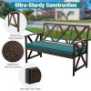 Outdoor Garden Bench with Detachable Sponge-Padded Cushion-Brown