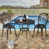 3 Pieces Outdoor Set Patio Bistro with Attached Removable Ice Bucket