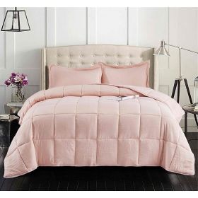 Twin Size Pink 3 Piece Microfiber Reversible Comforter Set