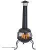 Black Steel Chimenea Wood Burning Fire Pit