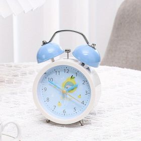 Candy-colored Night Light Alarm Clock Creative Fruit Alarm Clock Silent Student Bedside Cute Ornaments - Blue (battery Not Included)