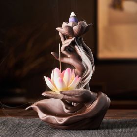 1pc Reversible Lotus Floral Aromatherapy Furnace Purple Sand Ornament - Single Furnace - Small-Pink Lotus