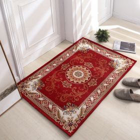 Thickened Absorbent Jacquard Carpet Dornier Woven Living Room Bathroom Rug Kitchen Non-slip Home Entry Floor Door Mat Red Brown - Red - 100CMx140CM