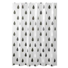 Black White Raindrops PEVA Bathroom Waterproof Shower Curtain Bathroom Hanging Curtain Door Curtain, 71x71inch - Default