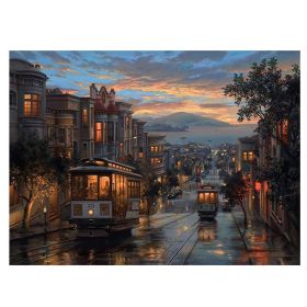 Streetcar Wall Hanging Backdrop Cloth Sunset Town Bedroom Cozy Dorm Bedside Room Wall Art Decor Tapestry,59x43 inch - Default