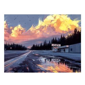 Sunset Landscape Backdrop Wall Hanging Tapestry Rental House Wall Decor Tapestry Oil Painting Room Bedroom Bedside Wall Art,59x43 inch - Default