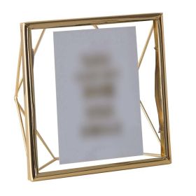 Golden 3.5x5 Glass Picture Frame Ornament Creative Simple Wedding Photo Frame Metal Geometric Picture Frame Ornament - Default