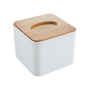 Japanese Style Tissue Box Holder Square Bamboo Tissue Cover Box for Home Office Bar - Default