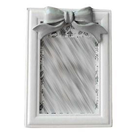 White Rectangle 4x6 Resin Wooden Wedding Photo Frame Gray Bowknot Picture Frame Display - Default