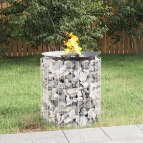 Gabion Fire Pit Ø 19.7" Galvanized Iron - Silver