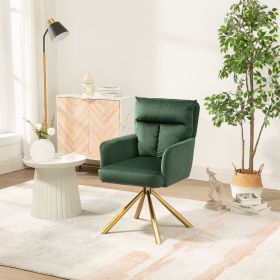 Green Velvet Contemporary High-Back Upholstered Swivel Accent Chair - as Pic