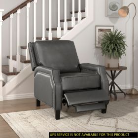 Push Back Reclining Chair Transitional Style Grey Color Self-Reclining Motion Chair 1pc Cushion Seat Modern Living Room Furniture - as Pic