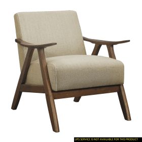 Modern Home Furniture Light Brown Fabric Upholstered 1pc Accent Chair Walnut Finish Wood Cushion Back and Seat Furniture - as Pic