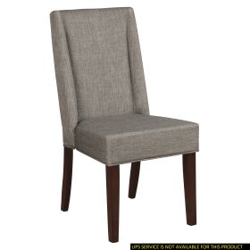 Contemporary Design Dark Brown Finish Dining Chairs Set of 2pc Fabric Upholstered Dining Room Furniture