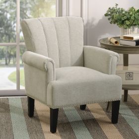 Accent Rivet Tufted Polyester Armchair ,Cream - as Pic