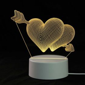 3D Cartoon Night Light Led Night Lamp Table Bedside Lamp Romantic Heart Shape Bear Light Valentines Day Party Decoration - F