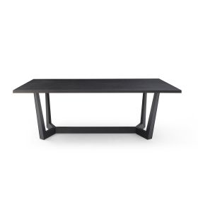 Rectangular MDF Dining Table Mid Century Modern for Dining Room Balcony Cafe Bar Conference Matt black