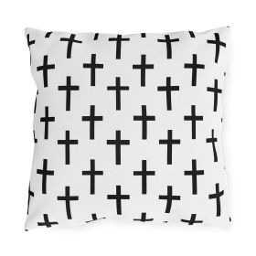 Decorative Outdoor Pillows With Zipper - Set Of 2, White And Black Seamless Cross Pattern