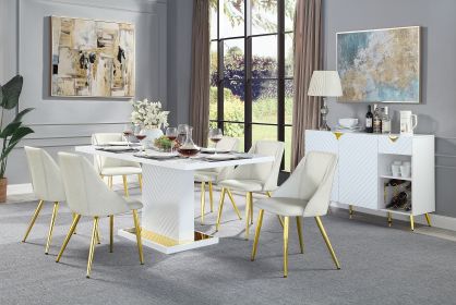 ACME Gaines Dining Table, White High Gloss Finish DN01258