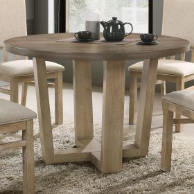 Brutus Vintage Walnut 47" Wide Contemporary Round Dining Table with Wheat Colored Base