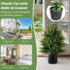 2-Pack Artificial Cedar Topiary Ball Tree with Cement Pot - Green