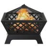 Fire Pit with Poker 25.2" XXL Steel - Black