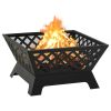 Fire Pit with Poker 25.2" XXL Steel - Black