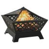 Fire Pit with Poker 25.2" XXL Steel - Black