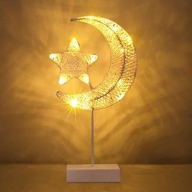 Table Lamp for Ramadan Decorations, LED Star Moon Shape Desk Lamp (Color: A)