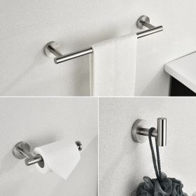 3-Piece Bathroom Hardware Set with Toilet Paper Holder, Towel Ring, Adjustable Towel Bar, Wall Mount Bath Accessory Set RT (Color: Silver)